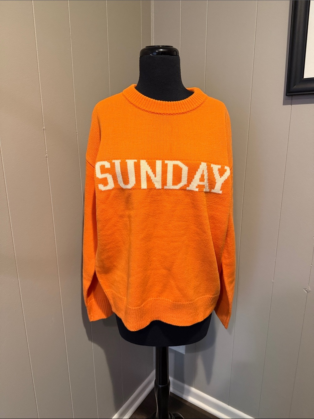English Factory Women’s Medium Knit Orange Crewneck Sweater